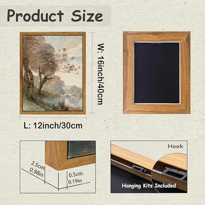 KBKBART Framed Canvas Wall Art Vintage Southwest Decor, Retro Neutral Landscape Riverside Botanical Art Prints Painting, Rustic Farmhouse Wall Decor Ready To Hang for Bedroom, Bathroom, Living Room,