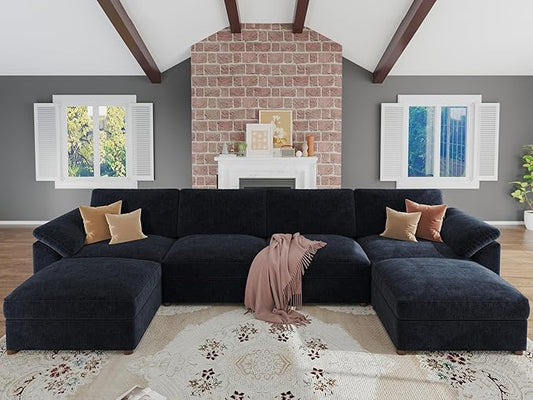 EASE MOOSE Oversized Modular Sectional Sofa, FSC Certified Extra Large U Shape Sectional Cloud Couch,Comfty Deep Modular Sofa with Ottoman