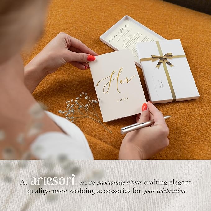 ARTESORI Premium Wedding Vow Book for Her & Him, Soft Touch, Gold Foil, 28 Lined Pages, Wedding Vow Books His and Hers, Wedding Essentials, Wedding Registry Ideas, His and Hers Gifts [Ivory & Black]