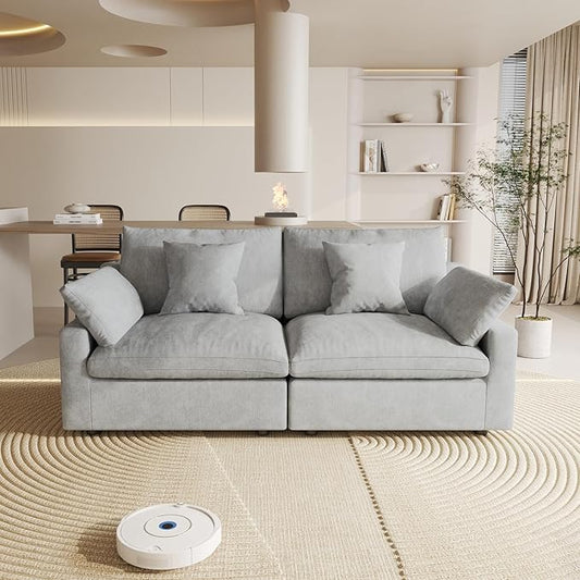 WJShome Cloud Couch Modular Sectional Sofa,82.68" Oversized LoveSofa, Down Filled Convertible Wide Seater for Living Room Set, Covers Washable&Replaceable,Grey