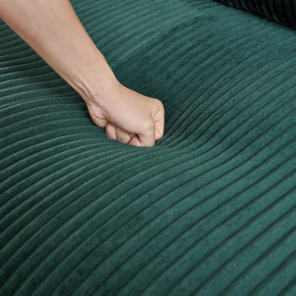 122'' Modern Curved Cloud Sofa Luxury Living Room 5 Seater Sectional Sofa Curve Design Comfortable Upholstered Sofas with Toffee Chair for Living Room Bedroom Apartment(Corduroy+Left Facing, Green)