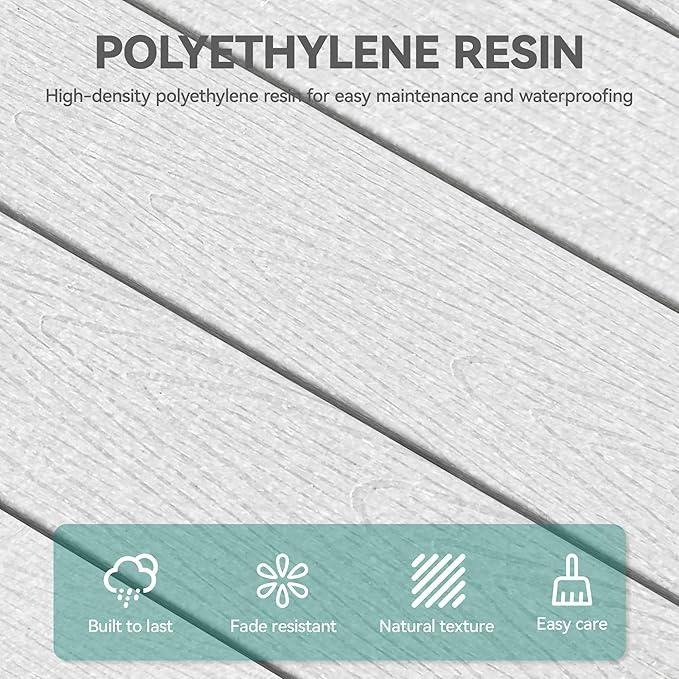 YITAHOME 8 Piece Patio Dining Set w/13 ft Double-Sided Patio Umbrella, HDPE Outdoor Dining Set w/71 Rectangular Patio Dining Table & 6 Dining Chairs, All Weather for Deck Lawn Porch,White