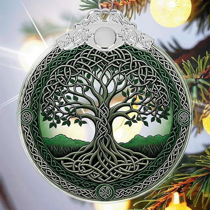 Tree of Life Crystal Glass Hanging Ornaments for Christmas Tree and Xmas Gift Exchange - Tree of Life Stained Glass Ornament - Christmas Tree Decor, Holiday Keepsake Present Idea