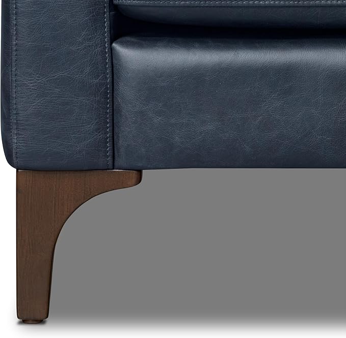 POLY & BARK Sorrento Leather Couch - 86 Inch Sofa - Full-Grain Leather Sofa for Living Room with Feather Down Topper - Living Room Couch - Pure Aniline Vintage Italian Leather in Nightfall Blue
