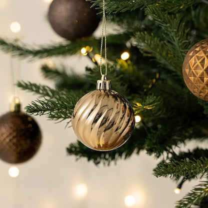 Valery Madelyn 100ct Christmas Tree Decorations Ball Ornament Set, Bronze Copper Brown Gold Shatterproof Hanging Ornaments Bulk for Fall Thanksgiving Autumn Harvest Xmas Holiday Party Decor