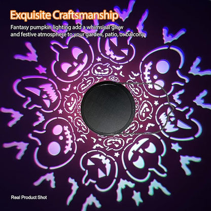 Pumpkin Solar Lanterns, Jack O Lantern Outdoor Waterproof Light Up Pumpkins with Fantasy Glow, Metal Hanging Solar Halloween Decorations for Yard, Patio, Porch, Party Gift, Kids