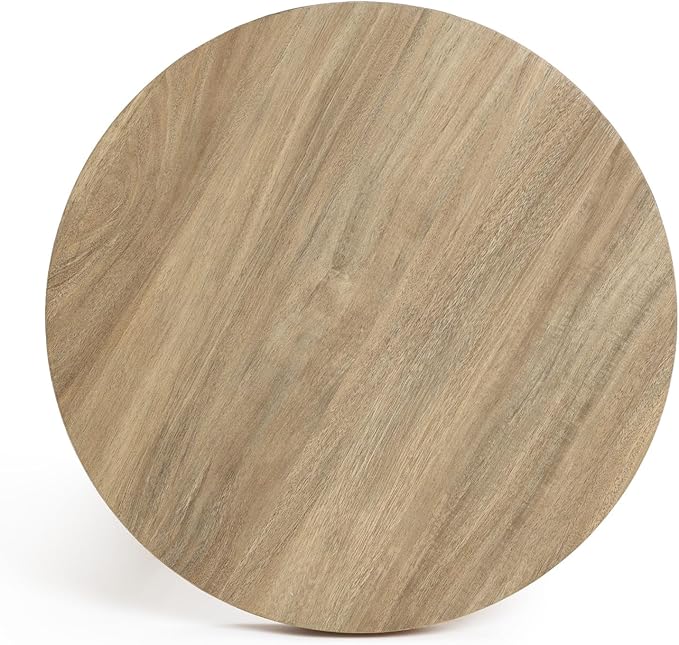 LuxenHome Round Side Table, 19" Tall End Table with 3 Pillar Legs, Modern Farmhouse Dark Oak Finish Wooden Side Tables, Accent Table for Living Room, Bedroom