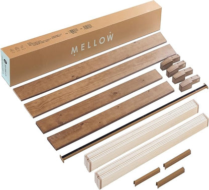 Mellow Naturalista Grand - 12 Inch Solid Wood Platform Bed with Wooden Slats - No Box Spring Needed - Queen (Natural Pine)