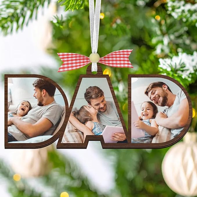 Custom Dad Photo Ornament 2025, Dads Christmas Ornaments, Papa Photo Collage, Personalized Wooden Family Ornament 2025, Special Dads Gift, for Papa, New Dad Gift