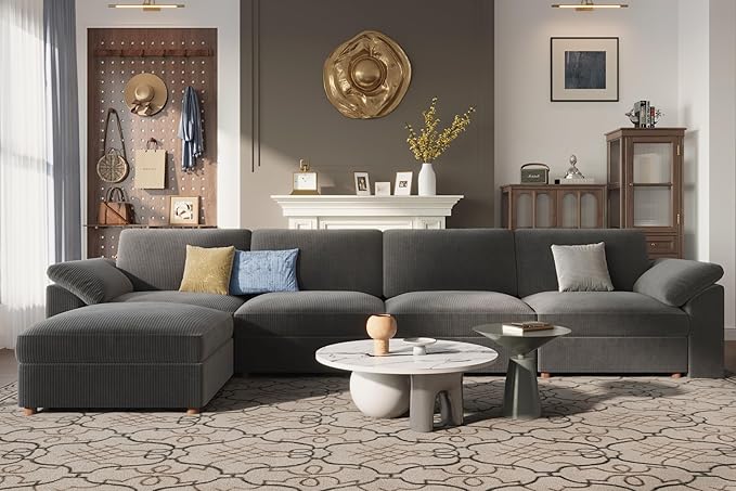 EASE MOOSE Cloud Sectional Modular Sofa,Comfty L Shape Sectional Deep seat Modular Sofa with Ottoman,Oversized Cloud couchfor Living Room