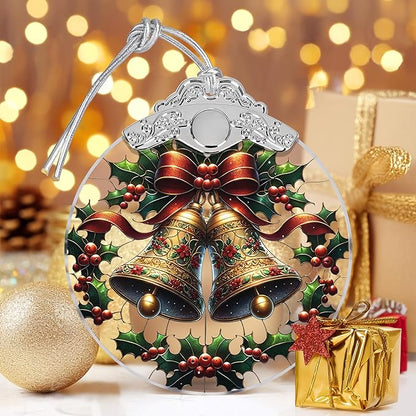 Stained Glass Bell Ornament - Christmas Tree Decorations, Ornaments for Tree, Holiday Gifts