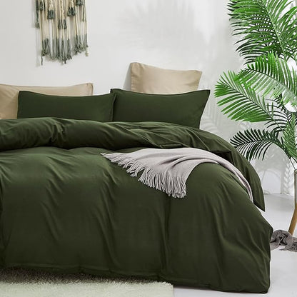 Pureant Dark Green Comforter Set Full Olive Green Bedding Comforter Army Green Full Quilts for Women Men Hunter Green Full Size Bedding Soft Minimalist Military Bed Breathable