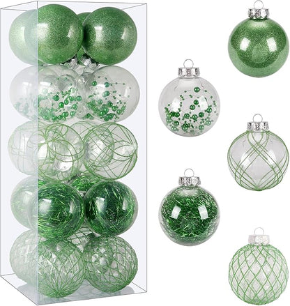Christmas Ball Ornaments 20ct 80mm 3.15" Clear Shatterproof Xmas Ball Decorations for Christmas Tree Large Pet Decorative Christmas Baubles Bulk for Holiday Party Indoor and Outdoor