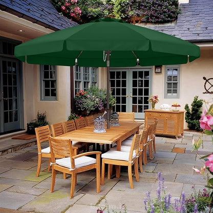 ABCCANOPY 10ft Scalloped Patio Umbrella, Outdoor Table Umbrella with Tilt and Crank, Fiberglass Ribs Deck Umbrella for Patio, Pool, Garden, Picnic (Green)
