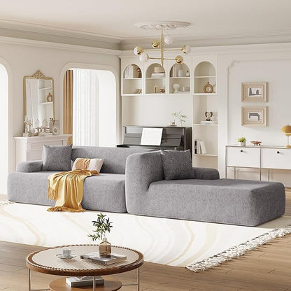 2 Piece Modular Sectional Sofa 109" L Shaped Couch, Grey