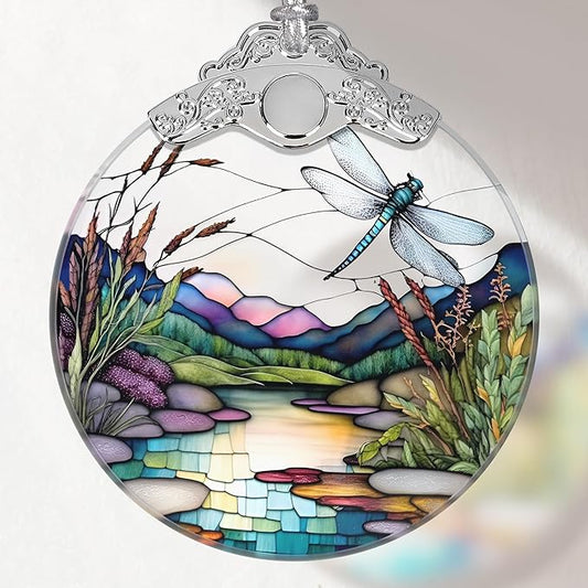 Dragonfly Stained Glass Ornament - Christmas Tree Decor, Gift Exchange Idea