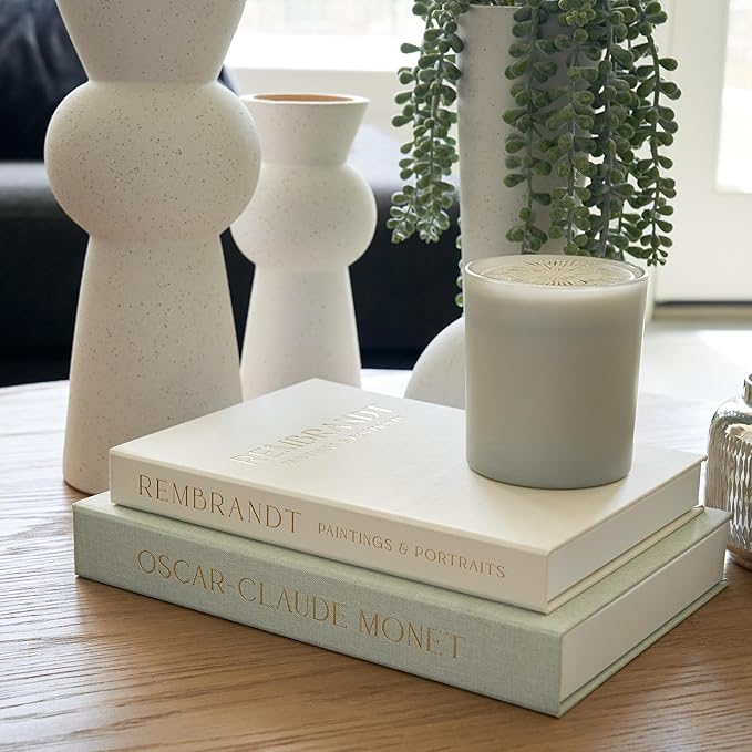 Beautiful Decorative Books - Set of 2 Linen Boxes Enhance Your Table, Bookshelf or Mantel Decor - Aesthetic Fake/Faux Books for Modern Home Decoration, Photo Storage and as a Keepsake Box