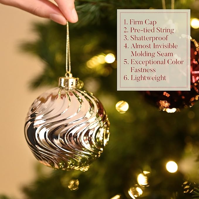 Valery Madelyn 100ct Christmas Tree Decorations Ball Ornament Set, Red and Gold Shatterproof Hanging Ornaments Bulk for Xmas Holiday Party Decor