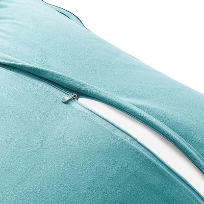 MONDAY MOOSE Decorative Throw Pillow Covers Cushion Cases, Set of 2 Soft Velvet Scalloped Wavy Edge Designs, Mix and Match for Home Decor, Pillow Inserts Not Included (Blue/Light Blue, 20x20 inch)