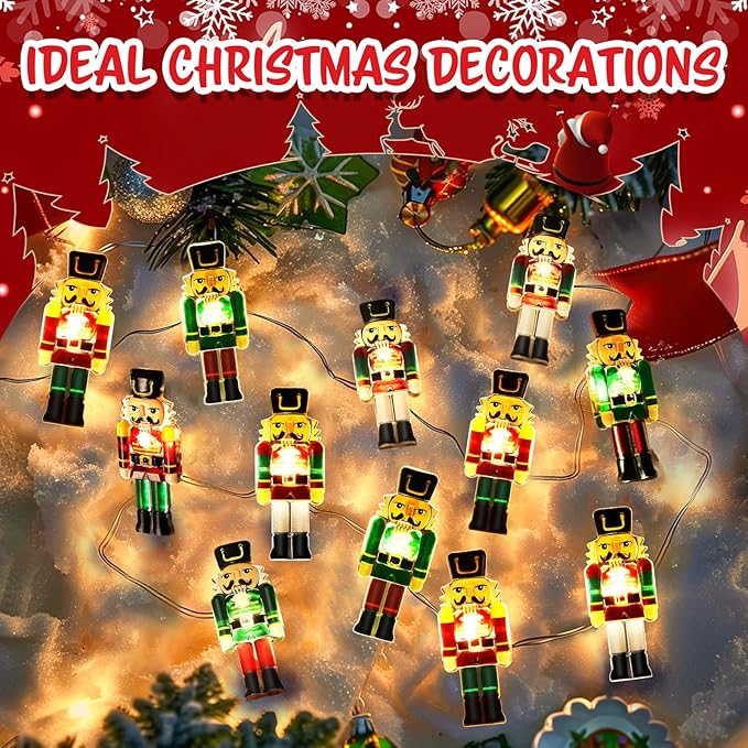 Coquimbo Christmas Decorations Indoor 10FT 30 LED Nutcracker String Lights Cute Fairy Lights Indoor Outdoor for New Year Party, Fireplace, Window, Front Door