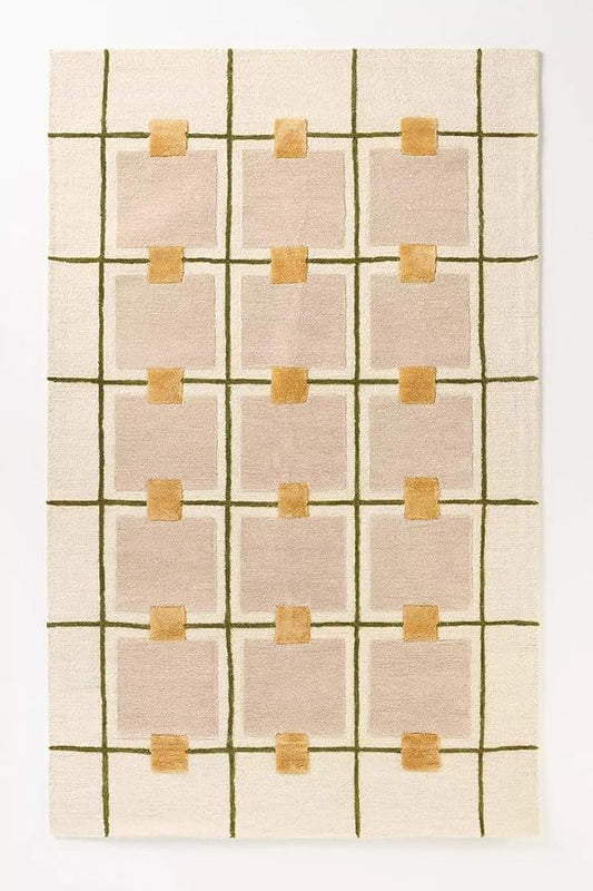 Greer Hand-Tufted Wool Rug - Elegant Taupe and Olive Geometric Pattern for Sophisticated Home Decor (3x6 Ft)