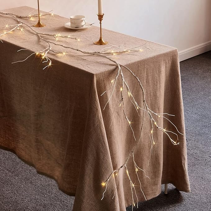 Fudios Lighted Birch Garland Battery Operated with 8 Functions 48 LED Warm White and Multi Color Lights 6FT,Pre Lit White Vine Garland for Fireplace Mantle Christmas Holiday Decor Indoor Outdoor use