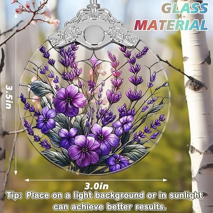 Charming Bauhinia & Violets Stained Glass Orament - Christmas Ornament - Christmas Decorations for Tree - Holiday Present ldeas - Gift Exchange