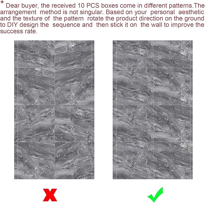 22pcs Marble Peel and Stick Backsplash Waterproof Washroom Wall Panels, Peel and Stick Tile, PVC Foam Wall Panels for Kitchen,Bathroom,Living Room,Grey (Not Real Tile,11.8" x 11.8")