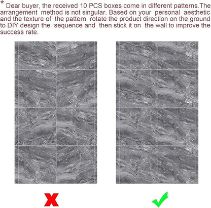 22pcs Marble Peel and Stick Backsplash Waterproof Washroom Wall Panels, Peel and Stick Tile, PVC Foam Wall Panels for Kitchen,Bathroom,Living Room,Grey (Not Real Tile,11.8" x 11.8")