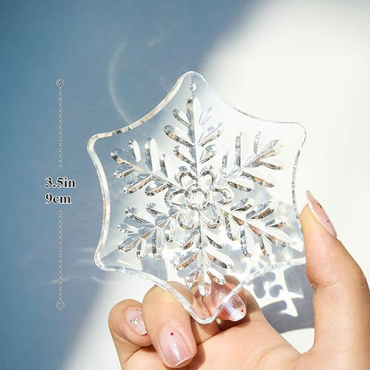 2025 Crystal Snowflake Ornaments for Christmas Tree, 3.5" Clear Glass Snowflake Ornaments, Crystal Christmas Snow Flake for Tree, Xmas Gift for Home Decoration