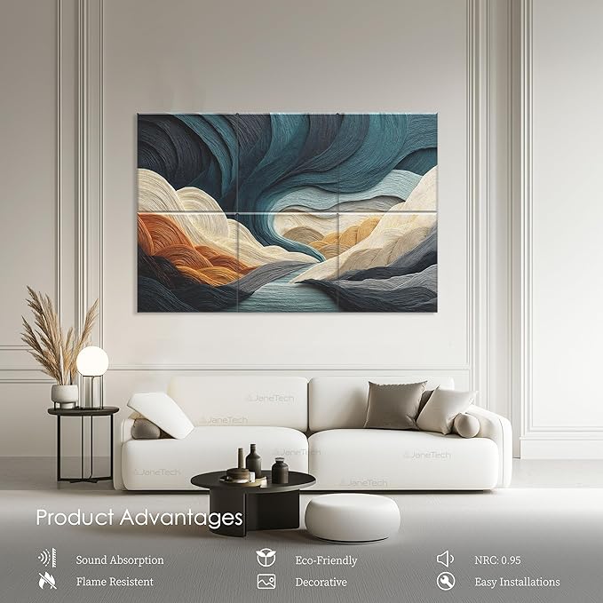 6 Pack Sound Absorbing Panels 72x48 Inch Decorative Acoustic Panels Acoustic Wall Panels for Home Office Studio Quick and Easy Setup