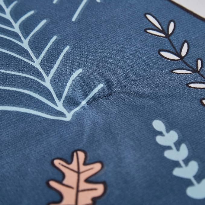 CLOTHKNOW Animal Full Size Comforter Sets Kids Blue Bedding Comforter Sets Cartoon Rustic Fox Rabbit Comforter with 2 x Pillow Cases