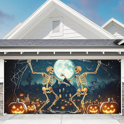 6 x 13 ft Halloween Garage Door Decorations Halloween decorations Witch Door Cover, Hanging Banner, Cauldron Backdrop Mural for Home, Outdoor, Indoor, Spooky Party, Wall, Window (Skull-1)