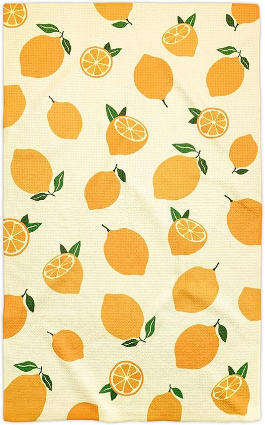 Lemon Kitchen Tea Towels Quick Dry Microfiber Dish Towels 18x30 with Hanging Loop Superior Absorbency Lemon