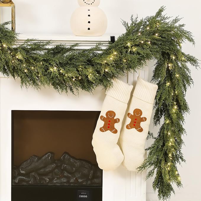 Dingion 1 Pcs 6 ft Christmas Cedar Garland - Thick & Lush, Soft Realistic Artificial Faux Cedar Cypress Pine Garland for Holiday Christmas Winter Home Table Mantel Wall Indoor Seasonal Decoration