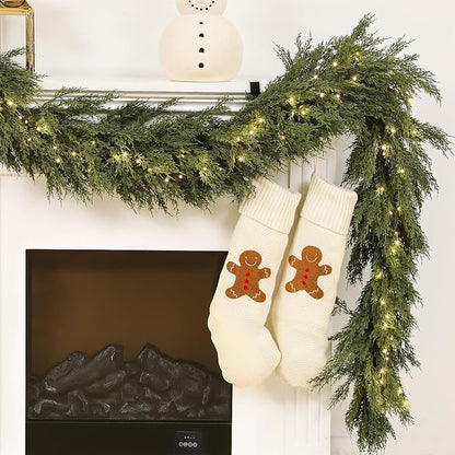 Dingion 1 Pcs 6 ft Christmas Cedar Garland - Thick & Lush, Soft Realistic Artificial Faux Cedar Cypress Pine Garland for Holiday Christmas Winter Home Table Mantel Wall Indoor Seasonal Decoration