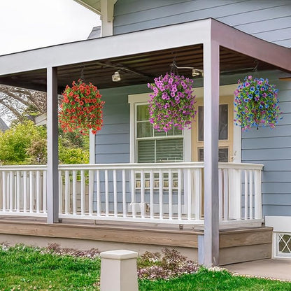 INQCMY 2Pcs Artificial Flowers for Outdoors UV Resistant Artificial Plants Easy Assembly for Spring Decor Look Real Faux Hanging Flowers for Outside Home Planter Porch Patio Decor