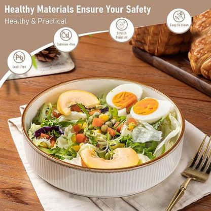 GBHOME 7.5'' Stoneware Pasta Bowls, Serving Bowls Set of 6 for Kitchen, Double Reactive Glaze Bowls for Fruit,Pasta,Salad,Oatmeal,Meal, Microwave Safe (6 pcs)
