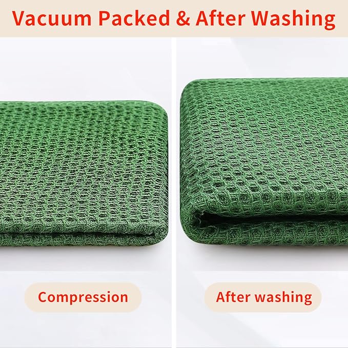 Homaxy 100% Cotton Kitchen Towels and Dishcloths Set, 12 x 12 Inches and 13 x 28 Inches, Set of 16 Bulk Kitchen Towels Set, Ultra Soft Absorbent Dish Cloths for Washing Dishes, Grass Green