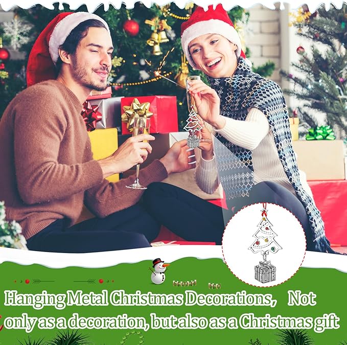 Zhengmy 8 Pieces Christmas Ornaments 2025 Solid Pewter Christmas Tree Ornament Metal Gnomes Santa Angel Snowman Hanging Craft Xmas Gifts with Red Bags(Classic)