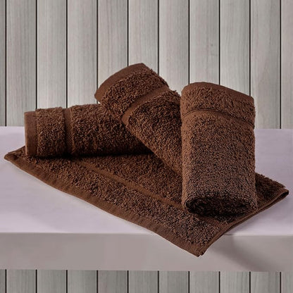 Hawmam Linen Luxury Cotton Washcloths 13x13 Inch - Large Hotel Spa Bath Towels Face Towel 12 Pack, Brown