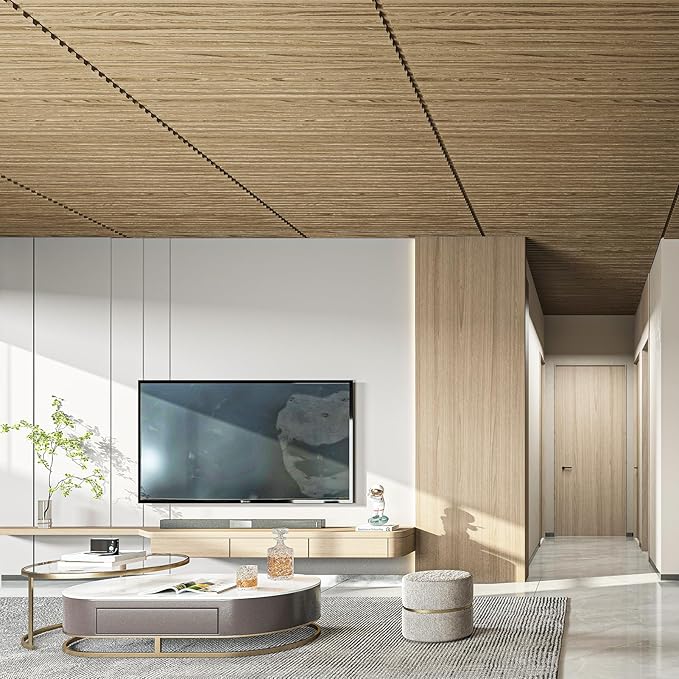 Art3d 6-Pack Slat Design 3D Wall Panels for Interior Wall Decor, 2x4 FT PVC Decorative Drop Ceiling Tiles - Walnut