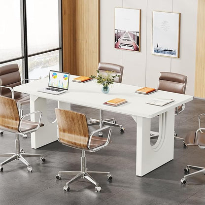 Tribesigns Modern Executive Desk, 70.9" Large Office Computer Desk, Conference Table Meeting Room Table, Simple White Workstation Business Furniture for Home Office