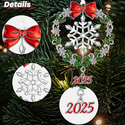 Christmas Tree - 2025 Rotation Snowflake Hanging Ornaments Pendant of Car Charm Holiday Keepsake Gift Home Decor (Snowflake Silver)