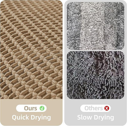 Waffle Runner Rug Bathroom, Long Boho Bathroom Rugs Non Slip Washable Super Absorbent Quick Dry Farmhouse Bath Decor, 60"x24" Khaki