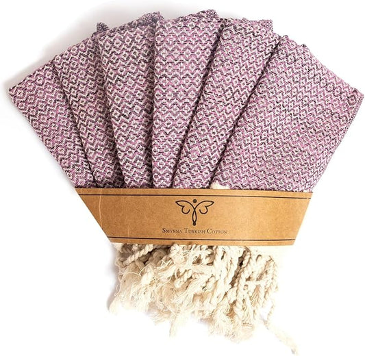 Smyrna Turkish Cotton Dish Towels Pack of 6, 100% Natural Cotton, 12x12 Inches, Machine Washable, Ultra Soft, Absorbent, Prewashed and Quick Dry Turkish Dish Towels, Dusty Rose