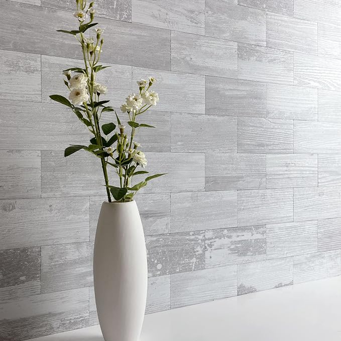 AULIGET 3" x 6" Subway Tile Peel and Stick Backsplash, Thick PVC Stick on Wall Tiles (100, White Birch)