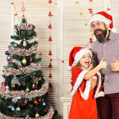 50 Feet Christmas Tinsel Garland Metallic Twist Garland Xmas Tree Decorations Wedding Birthday New Year Hanging Ornaments Party Supplies 3 Inch(Red, Green, White)