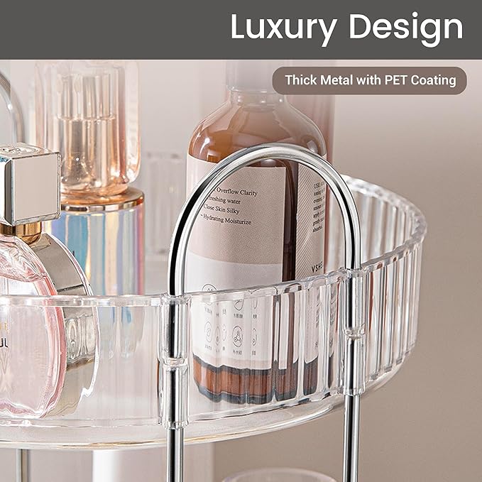 Aveniee Rotating Makeup Organizer for Vanity, Skincare Perfume Organizers for Bathroom Countertop, Clear Cosmetic Make Up Storage for Dresser, Lipstick Product Spinning Holder,1 Tier, Grey