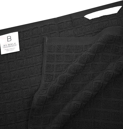 Premium Kitchen Towels 6 Pack Large Cotton Flat Terry Absorbent Tea Towels with Hanging Loop Black Check 20x28